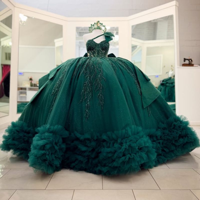 Glitter Tablecloth - EVLAST Customized Mexican Green Quinceanera Dress