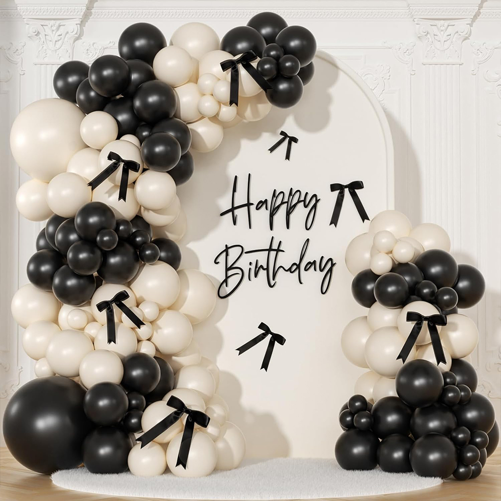 Balloon Arch Kit - 151Pcs Black and Sand White Latex