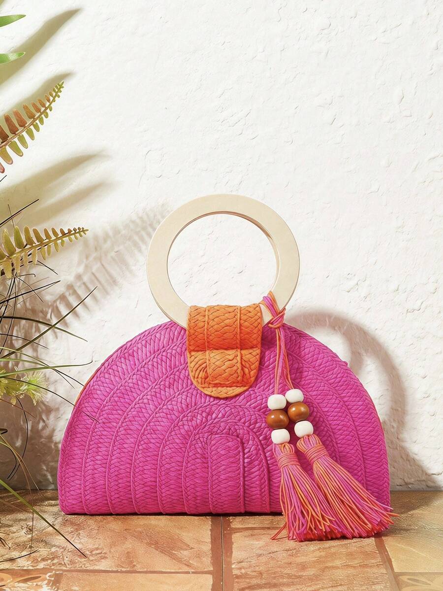 Ladies Round Wooden Arm Two-Co - Paper Straw Color review and price
