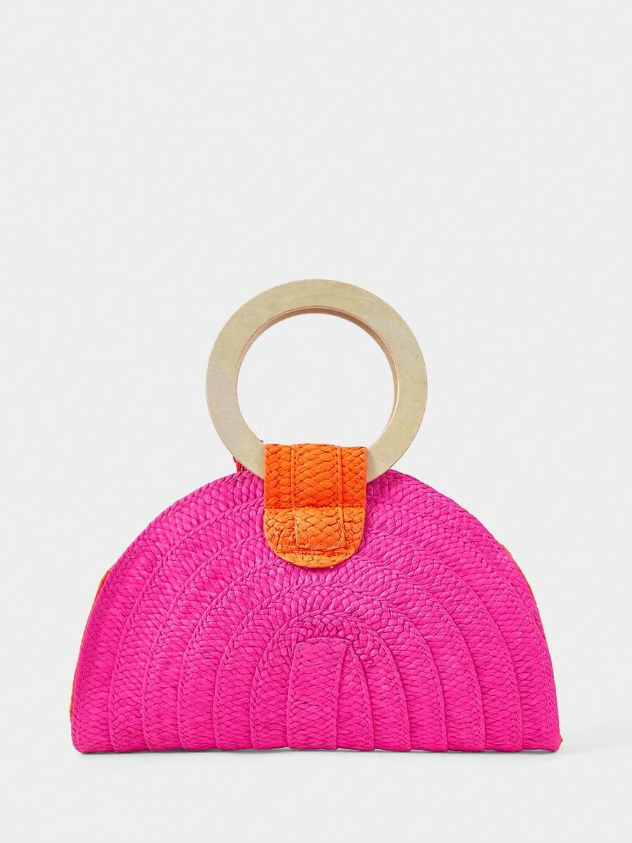 Ladies Round Wooden Arm Two-Co - Paper Straw Color review and price