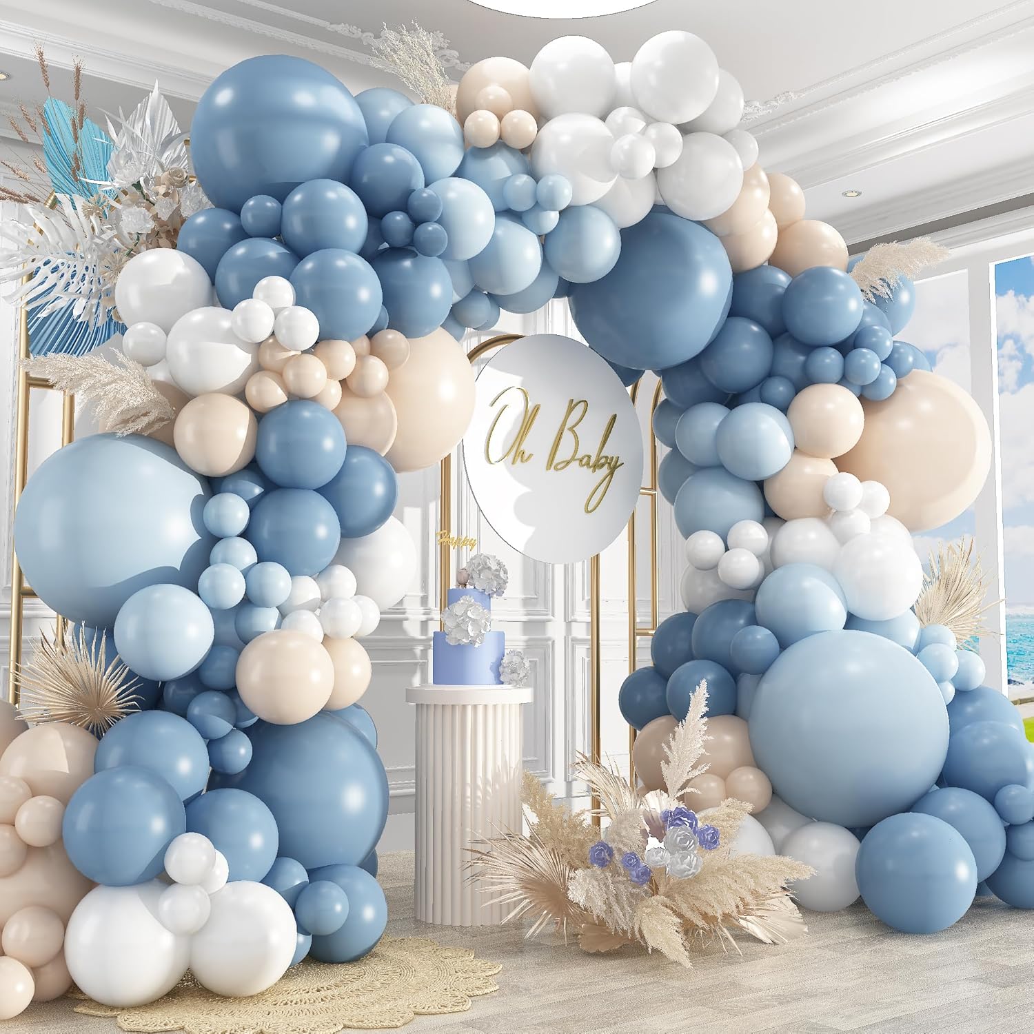 Dusty Blue Sand White Latex Ba - Balloon Arch Kit review and price