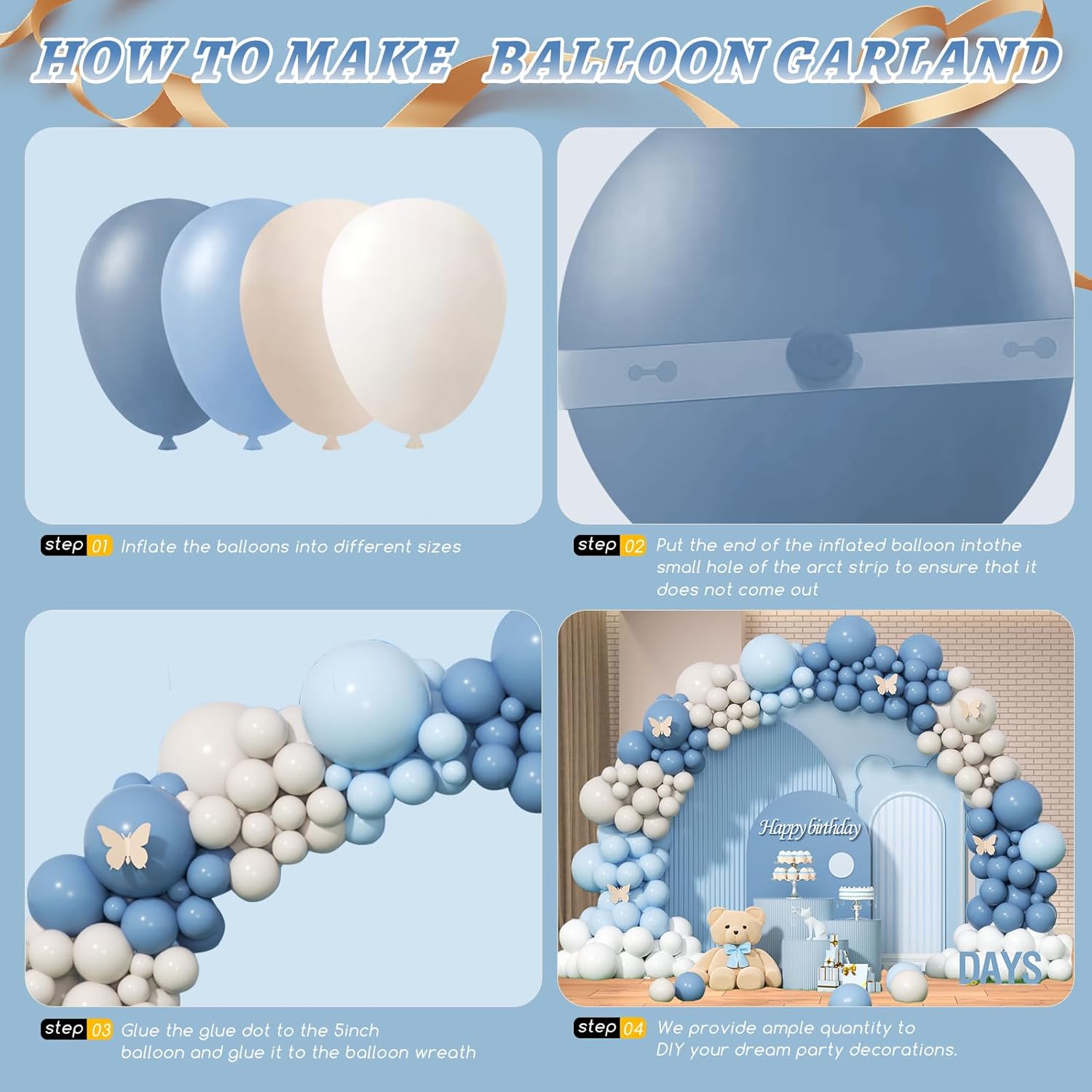 Dusty Blue Sand White Latex Ba - Balloon Arch Kit review and price