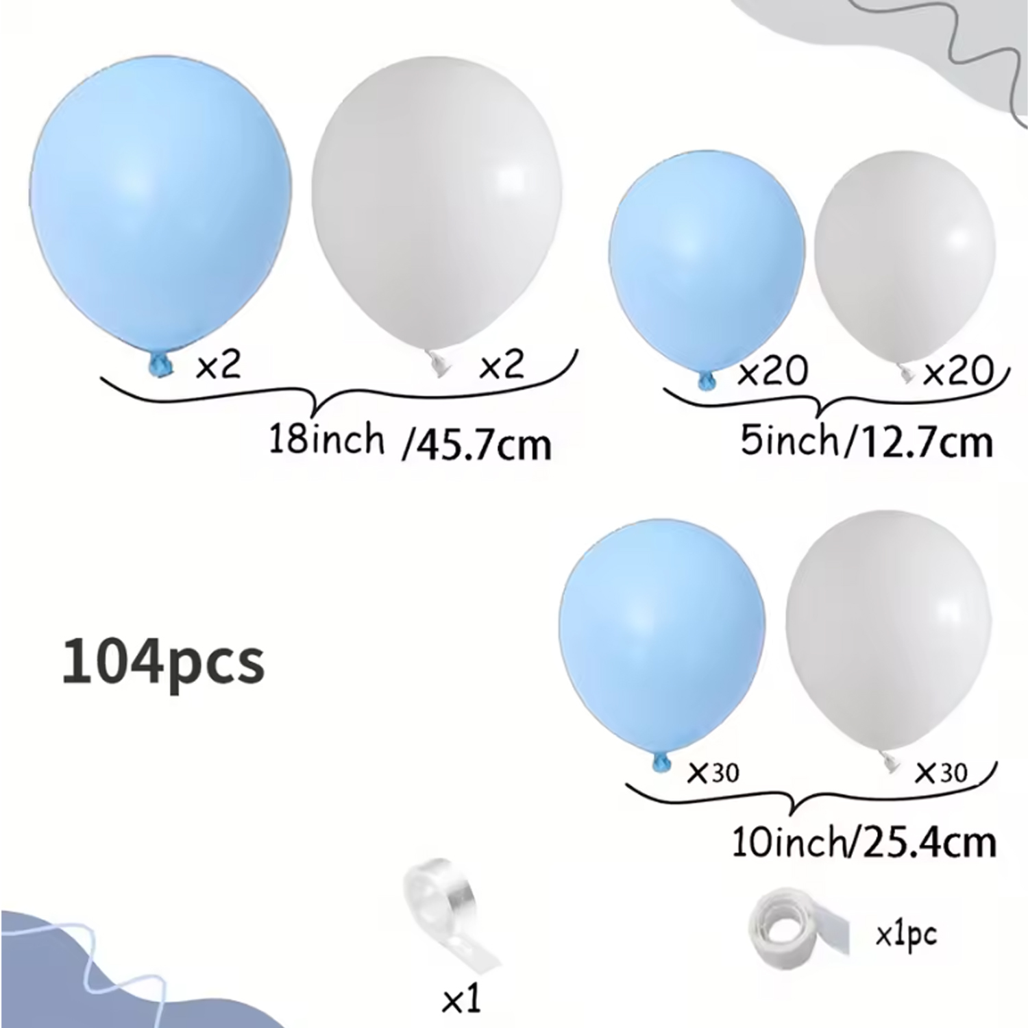 104pcs Blue and White Balloon  - Balloon Arch Kit review and price