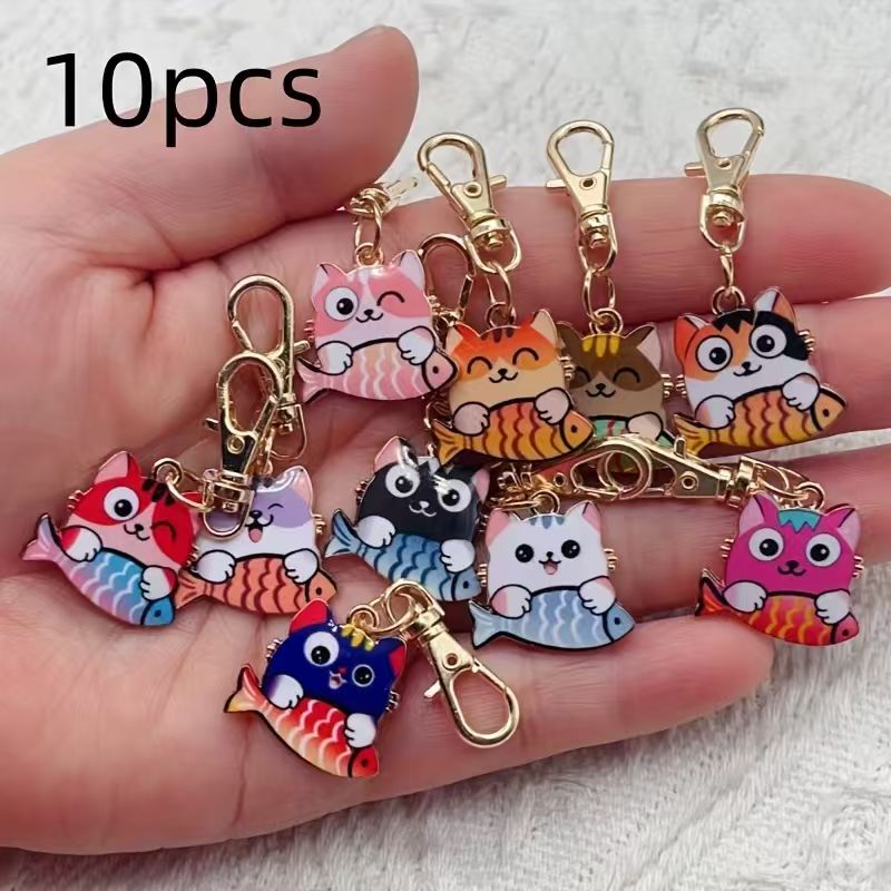 10pcs alloy printed cat keycha - Party Favor Bag review and price