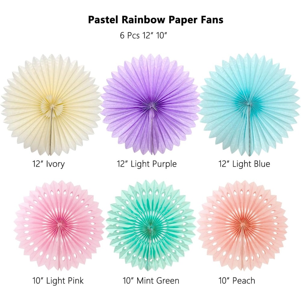 Pastel Rainbow Paper Fans Part - Neon Sign Party review and price